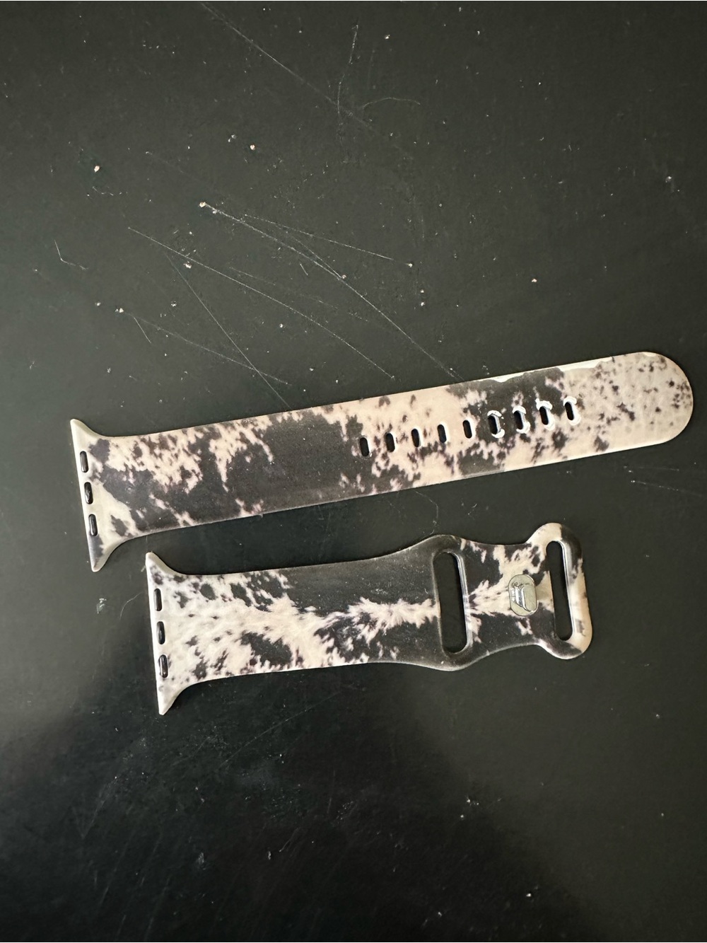 Silicone Watch Band in Black & White Cow Print